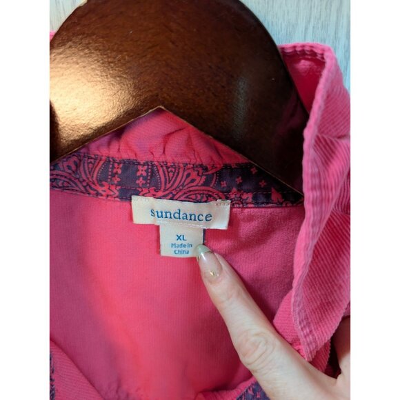 Sundance Womens Ombeline Corduroy Shirt XL Pink Pearl Snap Western Prairie - Picture 4 of 6